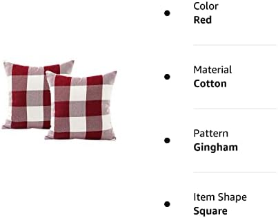 Sleepdown - Square Cotton Pillowcases Cushion Covers with Checkered Pattern - Red